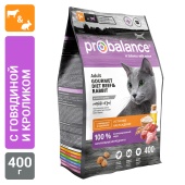 Сухой корм для кошек Probalance Рацион гурмана с говядиной и кроликом, 400г